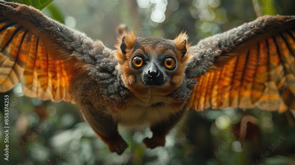 Obraz premium Flying Lemur with Orange Wings