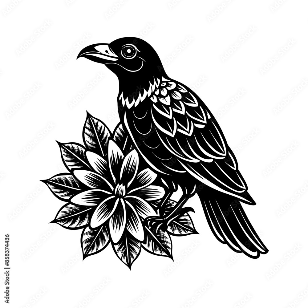 Vector Black Crow Tattoo Design Vector Black Crow Tattoo Design