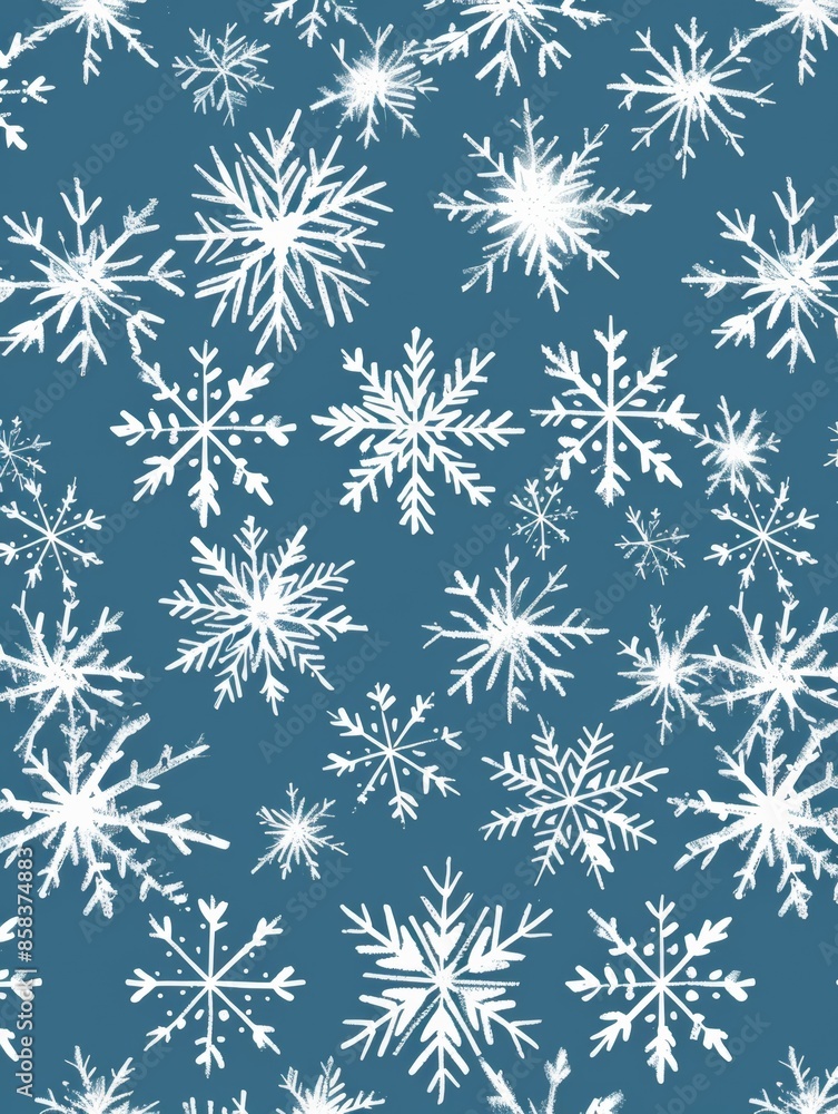 Blue Winter Snowflake Pattern on White Background - Festive Seasonal Design Concept Blue Winter Snowflake Pattern on White Background - Festive Seasonal Design Concept