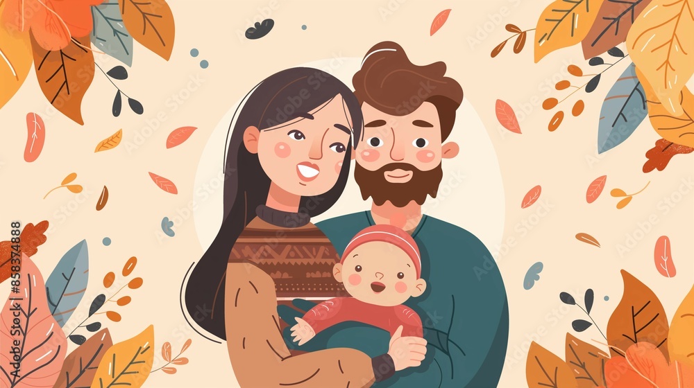 happy family in autumn park happy family in autumn park