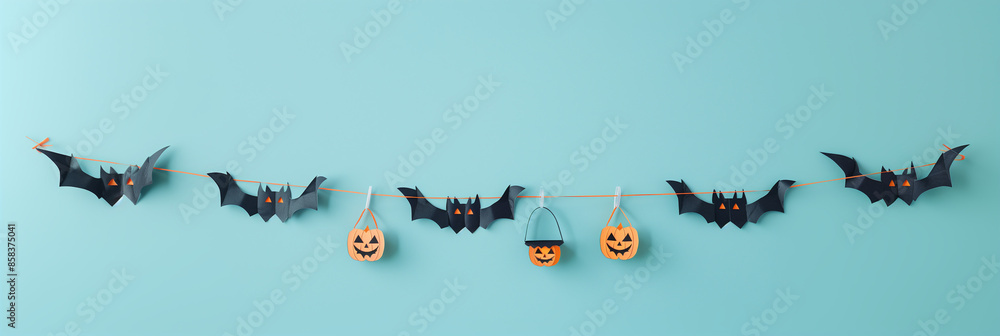 DIY Halloween garland with bats and pumpkins DIY Halloween garland with bats and pumpkins