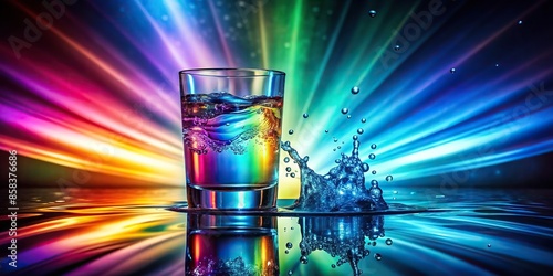 Water under different light refractions, lighting, illustrate, water, light, refractions, reflections, vibrant, colorful © Woonsen