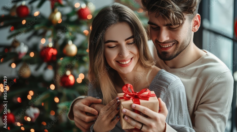 couple with gift couple with gift