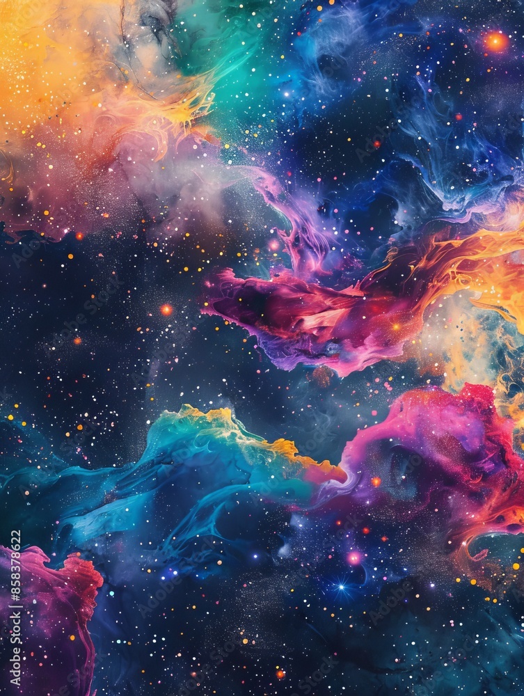 Colorful Vibrant Cosmos Galaxy Nebulae Space PatternStars and Planets Colorful Vibrant Cosmos Galaxy Nebulae Space PatternStars and Planets