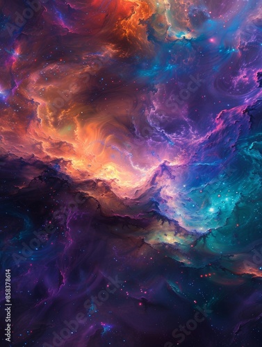 Vibrant Colors Galaxy Nebulae Pattern in Outer Space - Stunning Cosmic Background Concept.