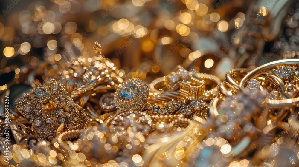 heap of assorted gold jewelry pieces in various styles luxurious accessory still life heap of assorted gold jewelry pieces in various styles luxurious accessory still life