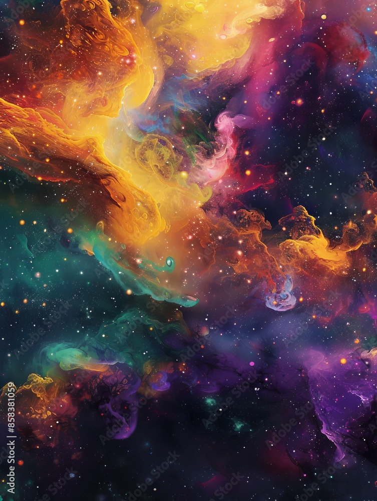Colorful Galactic Nebula Pattern in Vibrant Space Theme Background - Cosmic Dreamscape