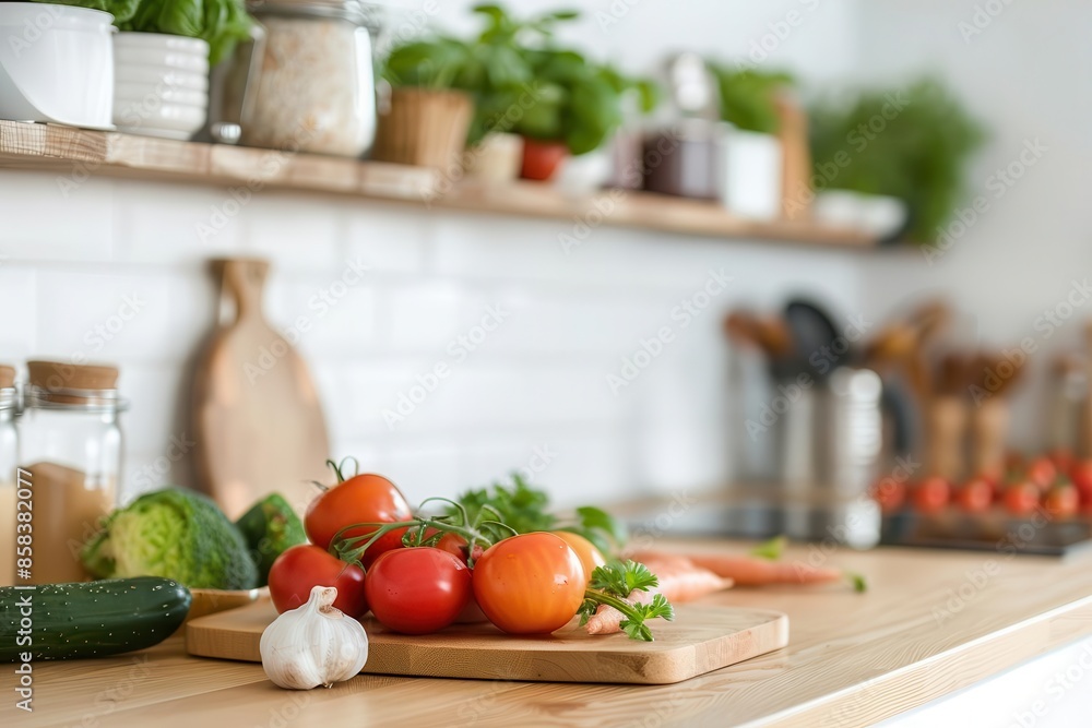 Fresh vegetables and herbs on a kitchen counter, ready for cooking. A simple and inviting scene for culinary inspiration. Fresh vegetables and herbs on a kitchen counter, ready for cooking. A simple and inviting scene for culinary inspiration.