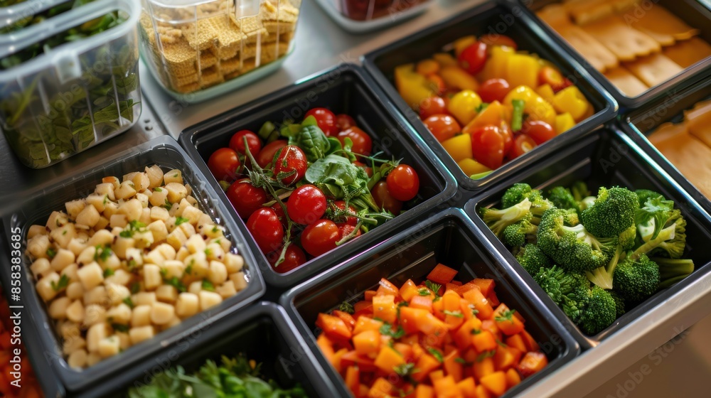 A school canteen offering fresh and healthy lunch options A school canteen offering fresh and healthy lunch options