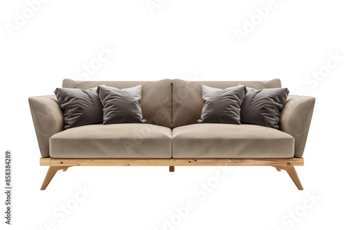 Modern Sofa Isolated on a White Background with Cushions