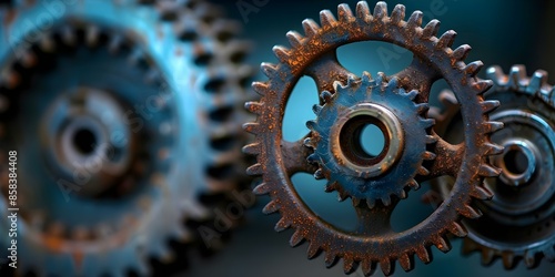 The Symbolism of Rusty Gears in Motion Exploring Fate, Industry, and Mechanical Engineering Concepts. Concept Symbolism, Rusty Gears, Motion, Fate, Industry, Mechanical Engineering