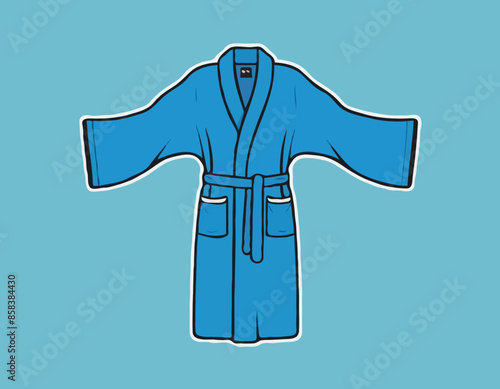 Bathrobe vector isolated on white background. Cartoon style blue bath robe