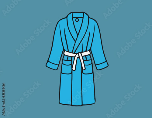 Bathrobe vector isolated on white background. Cartoon style blue bath robe