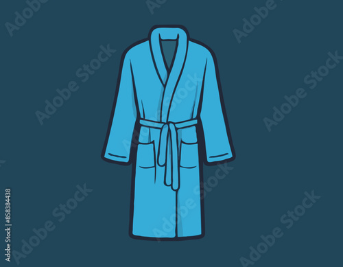 Bathrobe vector isolated on white background. Cartoon style blue bath robe