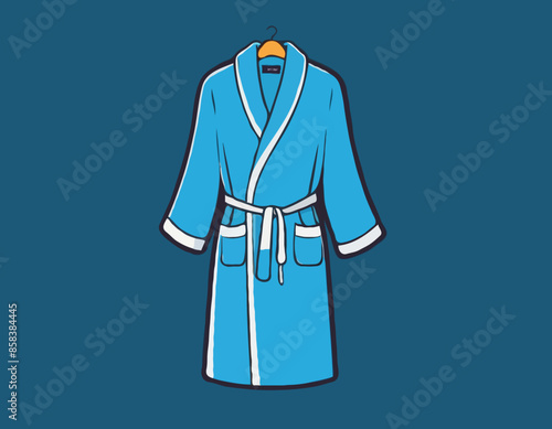 Bathrobe vector isolated on white background. Cartoon style blue bath robe