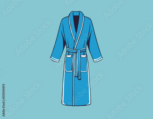Bathrobe vector isolated on white background. Cartoon style blue bath robe