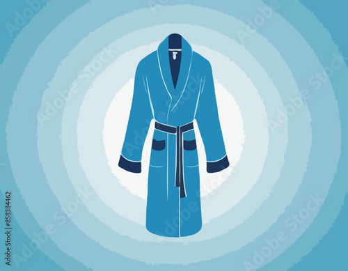 Bathrobe vector isolated on white background. Cartoon style blue bath robe