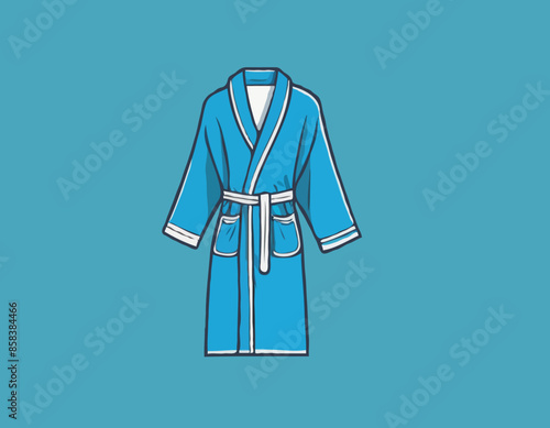 Bathrobe vector isolated on white background. Cartoon style blue bath robe