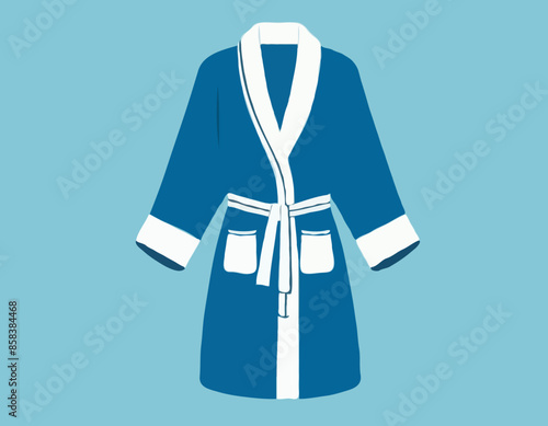 Bathrobe vector isolated on white background. Cartoon style blue bath robe