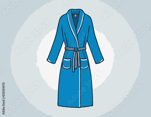 Bathrobe vector isolated on white background. Cartoon style blue bath robe