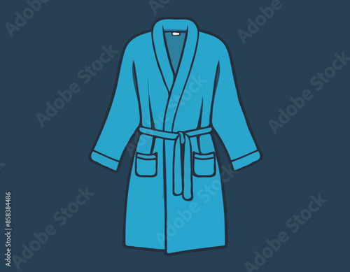 Bathrobe vector isolated on white background. Cartoon style blue bath robe
