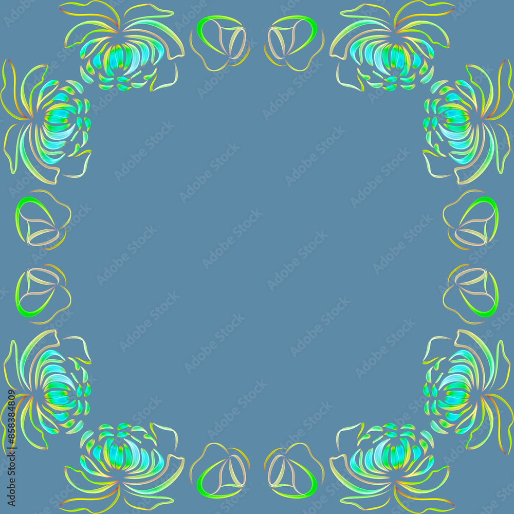 Obraz premium Neon roses frame on the dark background