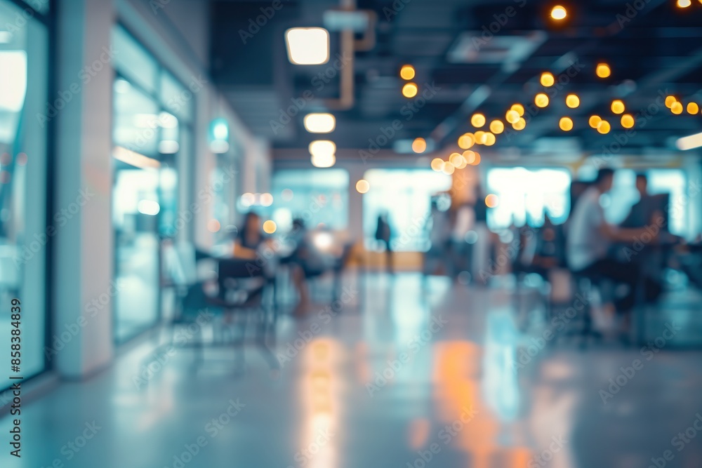 Blurred Background of Open Space Office with People Working Blurred Background of Open Space Office with People Working