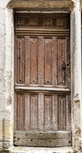 Obraz na płótnie Old wooden door in a stoned ancient frame w salonie