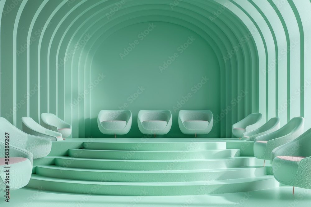 Pastel Green Cinema Seats in an Arched Room Pastel Green Cinema Seats in an Arched Room