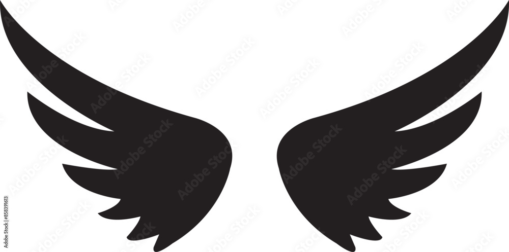 Angel wings clip art design on plain white transparent isolated background for sign, decal, card, shirt, hoodie, sweatshirt, apparel, tag, mug, icon, poster or badge Angel wings clip art design on plain white transparent isolated background for sign, decal, card, shirt, hoodie, sweatshirt, apparel, tag, mug, icon, poster or badge