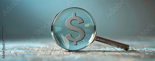 Fraud Detection Systems Magnifying glass over a dollar sign photo