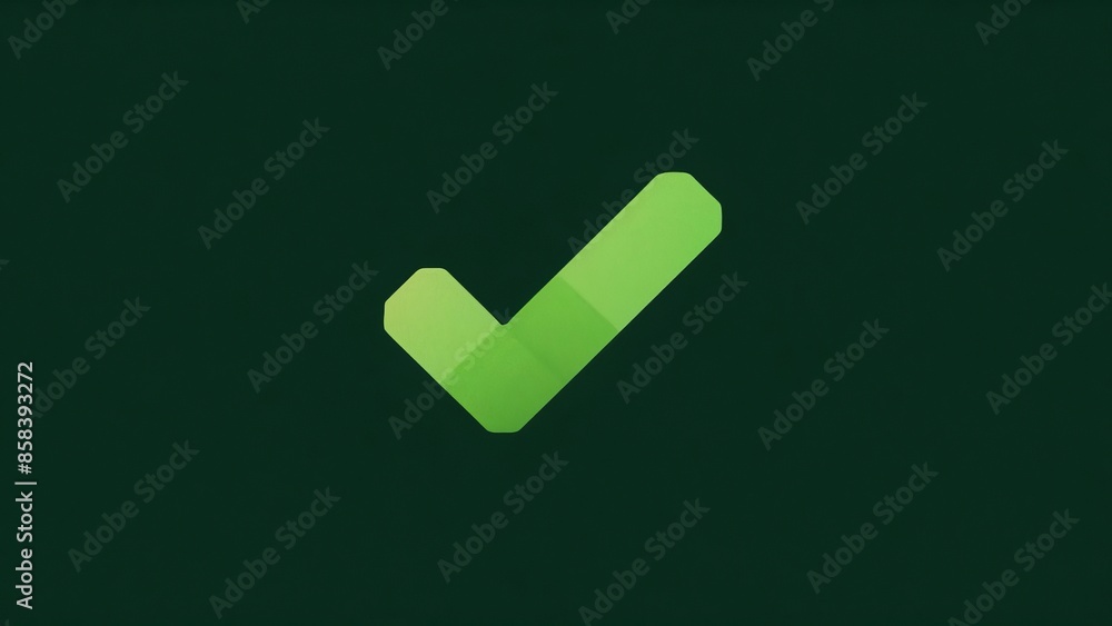 Modern green check mark icon on black background Modern green check mark icon on black background