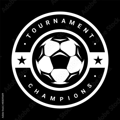 Soccer ball, football logo. Sport games. Sporting equipment. Emblem, badge.