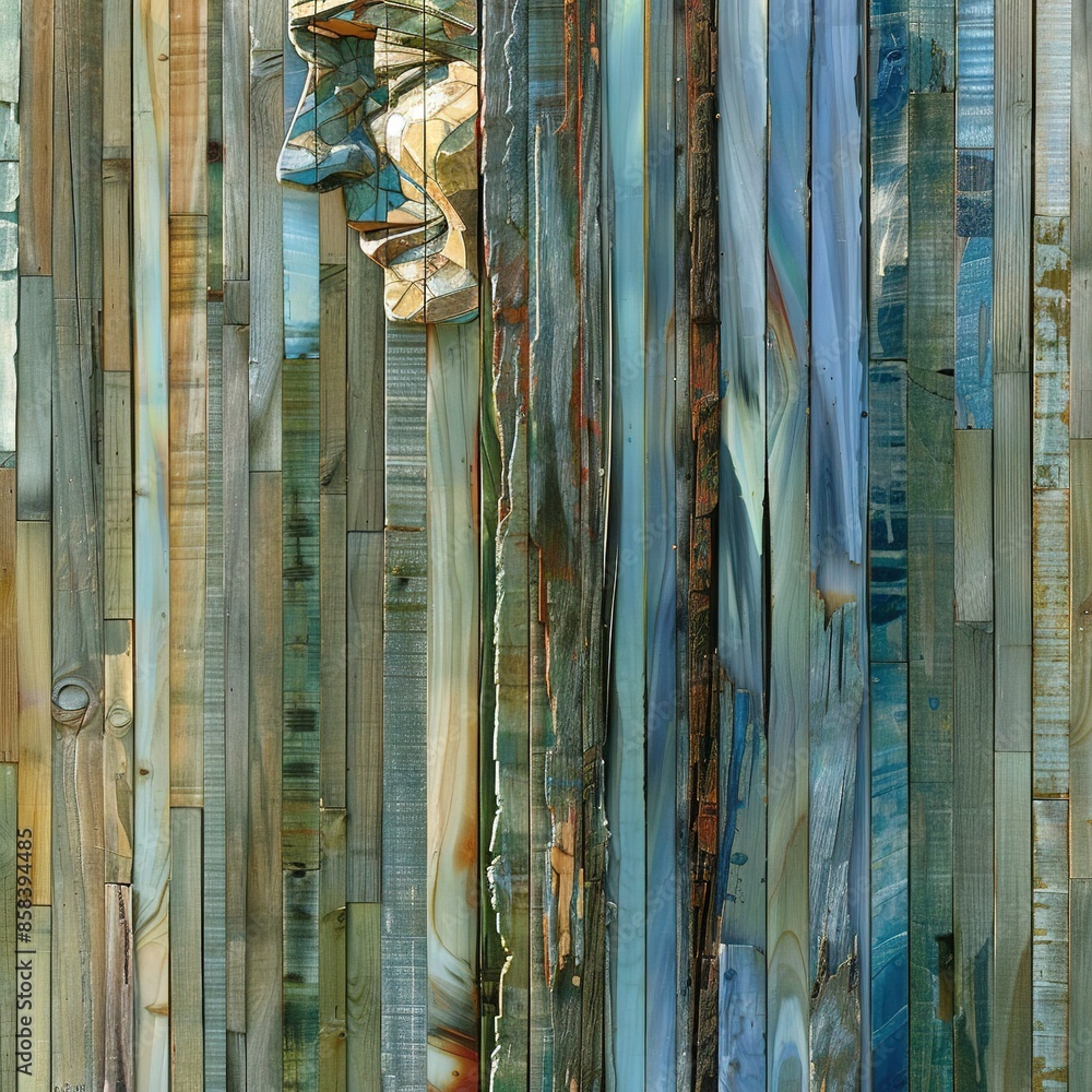 Obraz premium A wooden-looking artwork with diverse painted hues