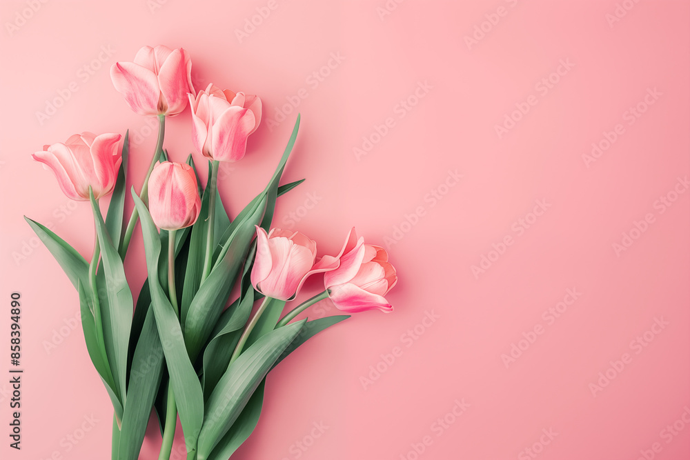 elegant tulips on pink background elegant tulips on pink background