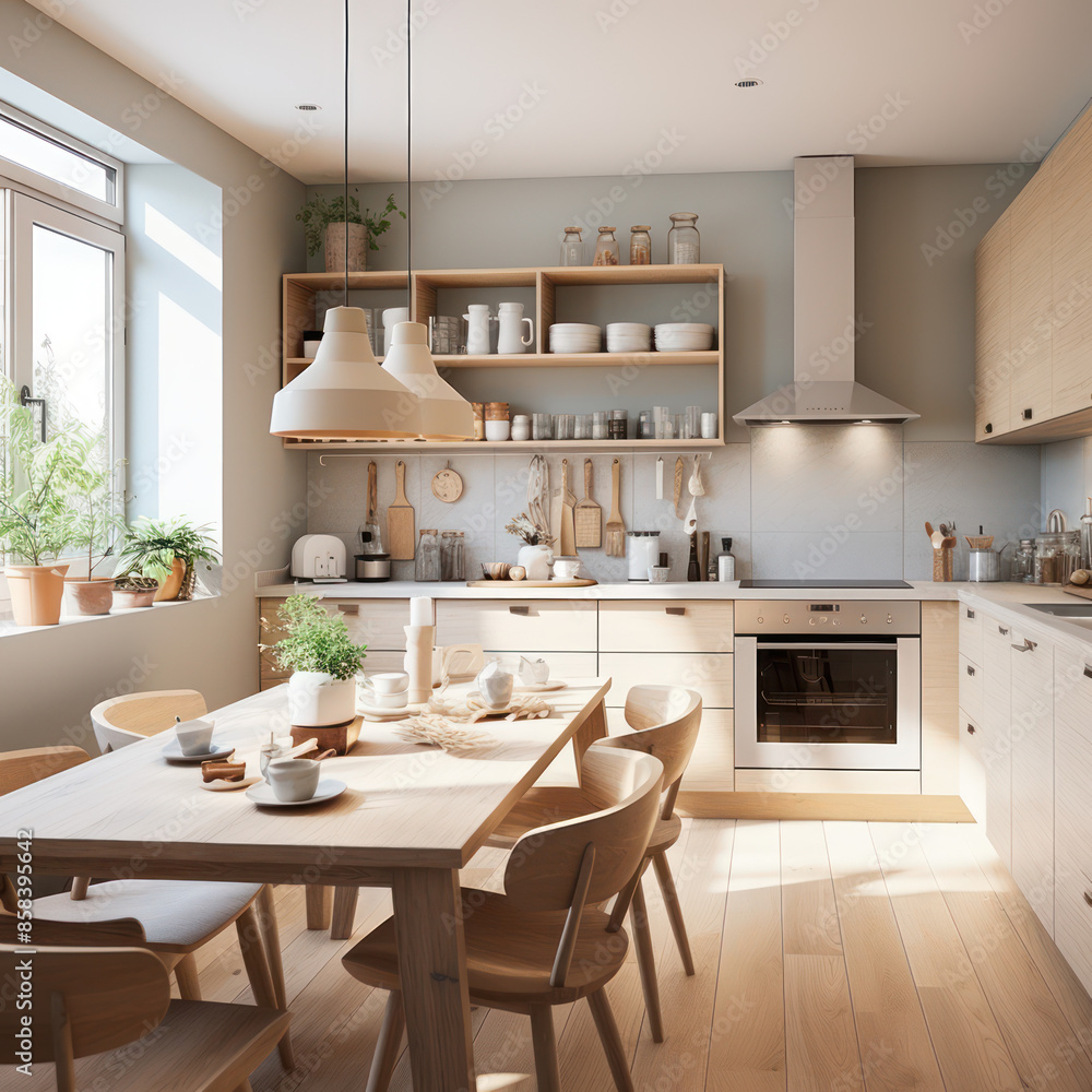 comfortable , minimal and clean Scandinavian white and light wood kitchen design comfortable , minimal and clean Scandinavian white and light wood kitchen design