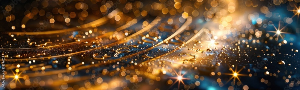 Sparkling lights shine brightly on a dark background with a blurry effect, divination concept Sparkling lights shine brightly on a dark background with a blurry effect, divination concept
