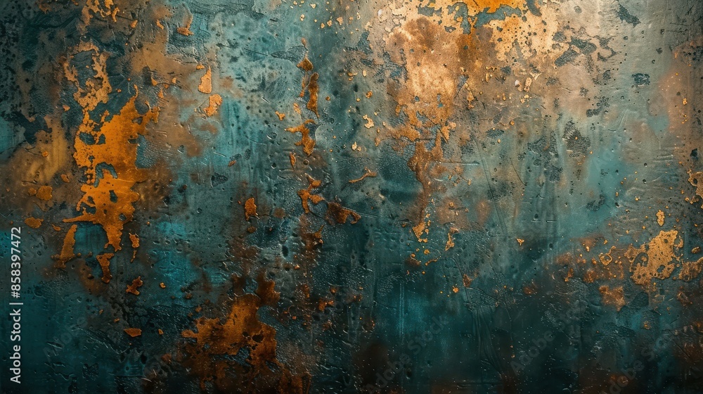 Abstract Teal and Copper Textured Wall Abstract Teal and Copper Textured Wall