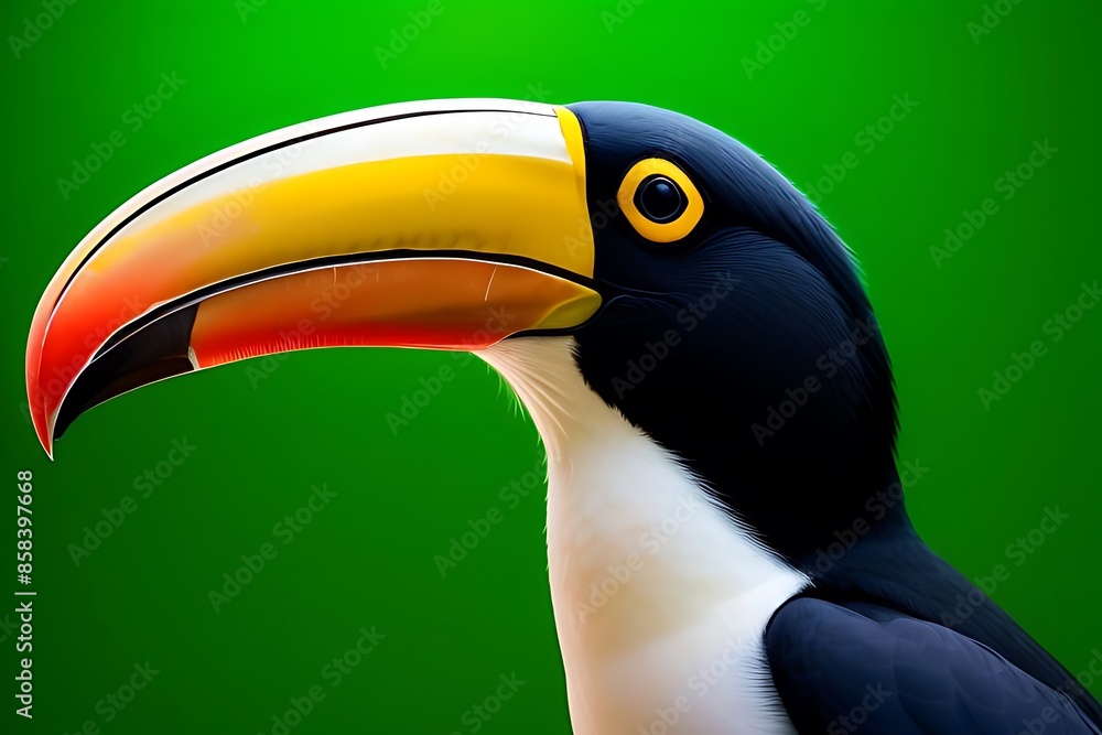 Fototapeta premium Toucans on light green screen background