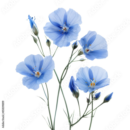 Flax Blue Flowers - Isolated on a transparent background ( graphic design, graphic resource ,Photo-Realistic, Professional Photo Shoot)