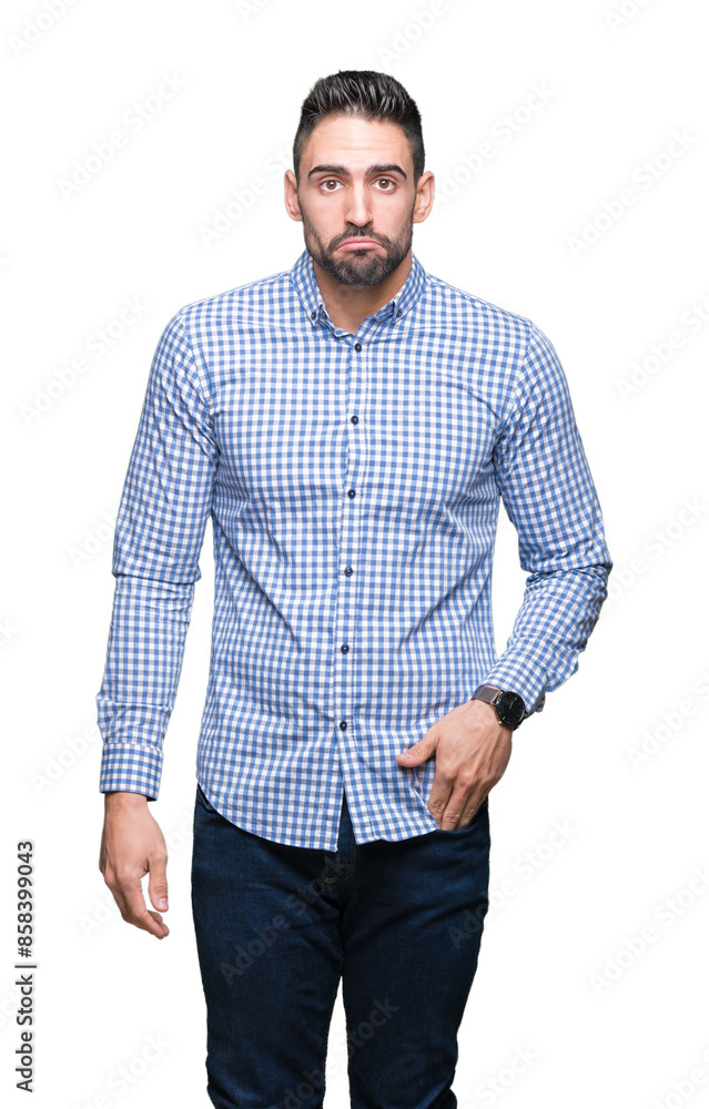 Young handsome man over isolated background depressed and worry for distress, crying angry and afraid. Sad expression. Young handsome man over isolated background depressed and worry for distress, crying angry and afraid. Sad expression.