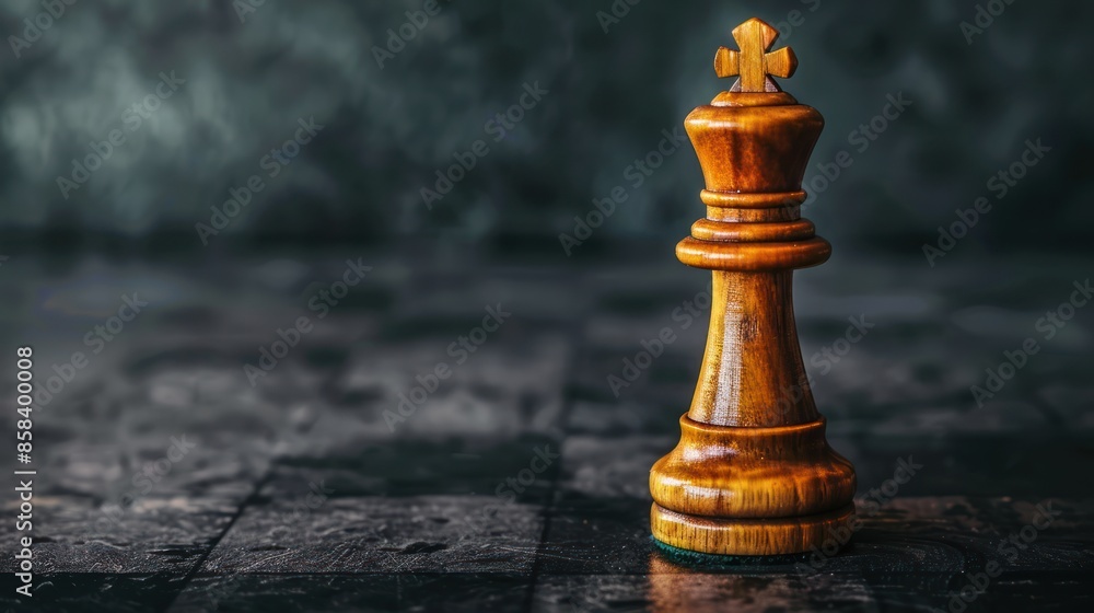 A chess king piece positioned strategically to protect the kingdom, symbolizing the importance of leadership and success in safeguarding against threats with space A chess king piece positioned strategically to protect the kingdom, symbolizing the importance of leadership and success in safeguarding against threats with space