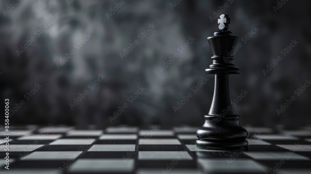 A chess king piece standing triumphantly on the board, symbolizing the ultimate achievement of leadership and success in the game with space for text or graphics A chess king piece standing triumphantly on the board, symbolizing the ultimate achievement of leadership and success in the game with space for text or graphics
