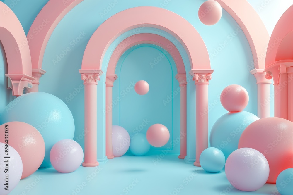 Pastel Archway and Floating Spheres Pastel Archway and Floating Spheres