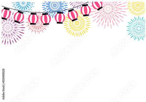 おしゃれな夏祭りの花火フレーム背景6
