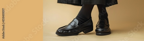 Close-up shot of black loafers worn by a woman. © Working Moments