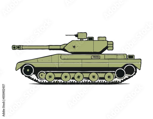 Cartoon military tank. Vector illustration