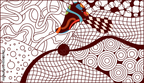 Zentangle psychedelic coloring page checkerboards and different shapes.