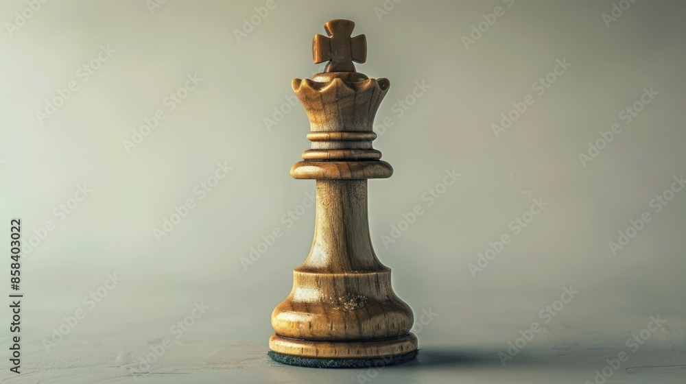 A close-up of a chess king piece with a crown, symbolizing the regal nature of leadership and success in the game of chess against a neutral backdrop A close-up of a chess king piece with a crown, symbolizing the regal nature of leadership and success in the game of chess against a neutral backdrop
