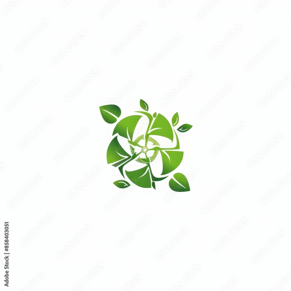 Green Energy Logo With Leaf Design and Central Gear